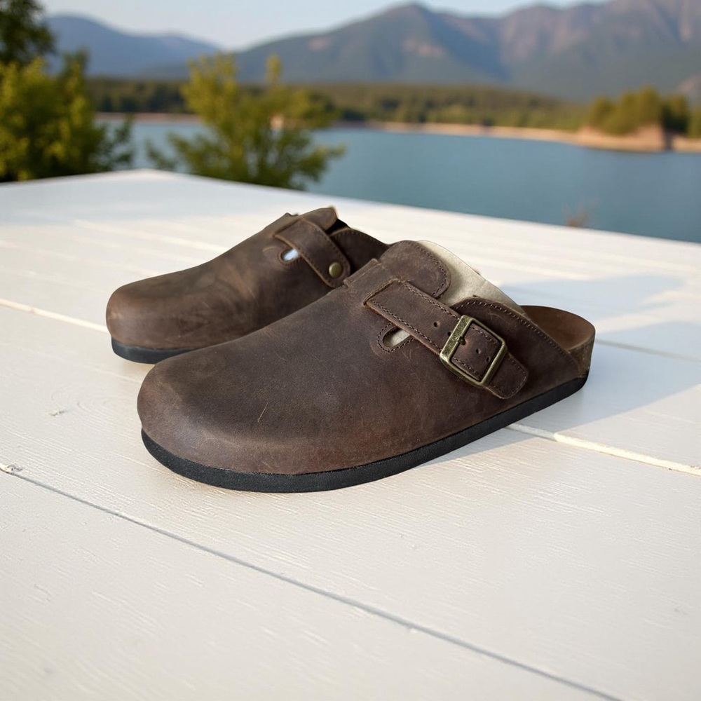 White Mountain Brown Leather Clogs